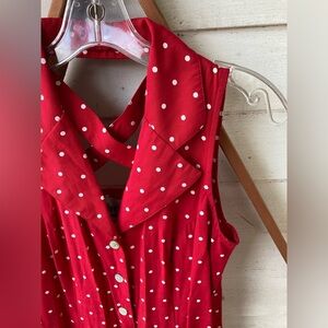 Red Polka Dot Sleeveless Dress Vintage